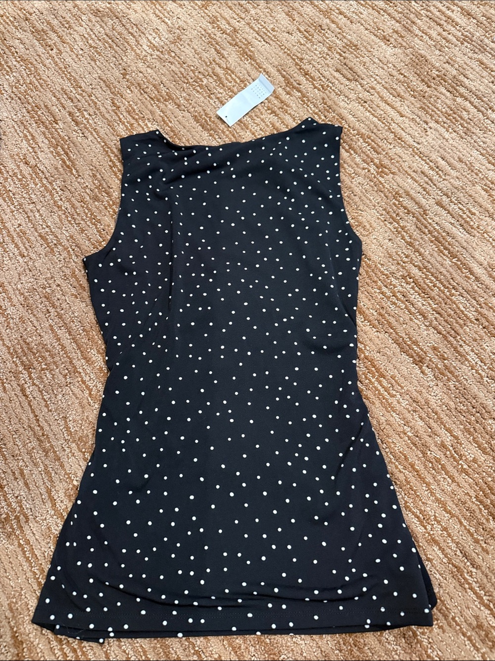 White House Black Market Black Polka Dot Sleeveless V-Neck Tank - Picture 3 of 3